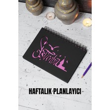 Istanbul Tasarım Siyah Ahşap Plan Defteri - Tarihsiz Ajanda - Haftalık Planlayıcı Defter - A5