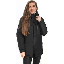 Kadın Polarlı Kürklü Su ve Rüzgar Geçirmez Kapüşonlu Kışlık Mont & Kaban & Parka
