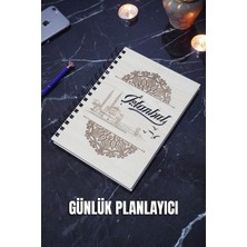 Istanbul Tasarım Ahşap Kapak Günlük Planlayıcı - Süresiz Planlama Defteri - Tarihsiz Ajanda - A5