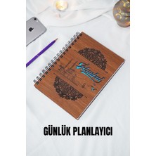 Istanbul Tasarım Ahşap Kapak Planlayıcı - Süresiz Günlük Planlama Defteri (Ceviz) A5 Tarihsiz Ajanda