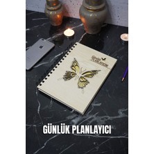 Kelebek Tasarım Ahşap Plan Defteri - Tarihsiz Ajanda - Günlük Planlayıcı - A5 Planlama Defteri
