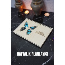 Kelebek Ahşap Plan Defteri - Tarihsiz Defter - Haftalık Planlayıcı - A5 - Süresiz Planlama Defteri