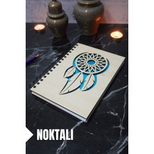 Rüya Kapanı Temalı Ahşap Kapaklı Defter - Noktalı Defter - Ajanda - Okul Defteri (A5 - 120 Sayfa)