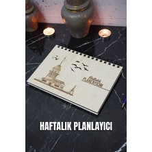 Kız Kulesi Ahşap Plan Defteri - Tarihsiz Ajanda - Haftalık Planlayıcı (Süresiz Planlayıcı) A5