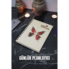 Kelebek Tasarım Ahşap Plan Defteri - Tarihsiz Ajanda - Günlük Planlayıcı - A5 Planlama Defteri