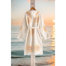 Varol Organik %100 Pamuk Kapşonlu Sabalık Bornoz Plaj Elbisesi - Lumora - S/m