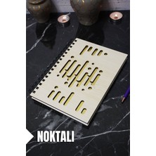 Müzik Ritmi Temalı Ahşap Kapaklı Defter - Noktalı Defter - Ajanda - Okul Defteri (A5 - 120 Sayfa)