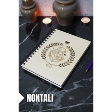 Anne Bebek Temalı Ahşap Kapaklı Defter - Noktalı Defter - Ajanda -  (A5 - 120 Sayfa)