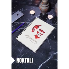 Kemal Atatürk Temalı Ahşap Kapaklı Defter - Noktalı Defter - Ajanda - Okul Defteri (A5 - 120 Sayfa)