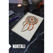 Rüya Kapanı Temalı Ahşap Kapaklı Defter - Noktalı Defter - Ajanda - Okul Defteri (A5 - 120 Sayfa)