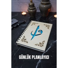 Elif Vav Ahşap Kapaklı Günlük Planlayıcı (Ahşap Rengi Banu) Süresiz Ajanda