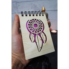 Rüya Kapanı Temalı Ahşap Kapaklı Not Defteri - Mini Defter - Cep Defteri - Benim Listem