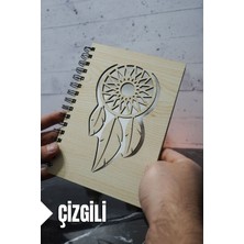 Rüya Kapanı Temalı Ahşap Kapaklı Defter - Çizgili Defter - Ajanda - Okul Defteri (A5 - 120 Sayfa)