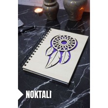 Rüya Kapanı Temalı Ahşap Kapaklı Defter - Noktalı Defter - Ajanda - Okul Defteri (A5 - 120 Sayfa)