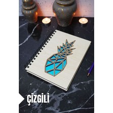 Ananas Temalı Ahşap Kapaklı Defter - Çizgili Defter - Ajanda - Okul Defteri (A5 - 120 Sayfa)