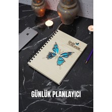 Kelebek Tasarım Ahşap Plan Defteri - Tarihsiz Ajanda - Günlük Planlayıcı - A5 Planlama Defteri