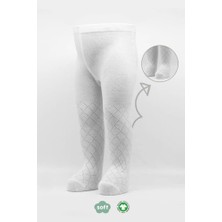 Bfs   Bistyle Tekli Ekose Kabartma Penye Külotlu Çorap BS50105 Beyaz
