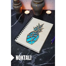 Ananas Temalı Ahşap Kapaklı Defter - Noktalı Defter - Ajanda - Okul Defteri (A5 - 120 Sayfa)