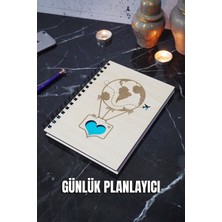 Balon Tasarım Ahşap Plan Defteri - Ajanda - Günlük Planlayıcı (Ahşap Rengi Banu) A5 Notebook