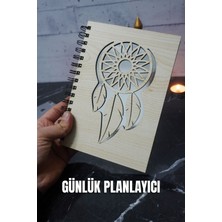 A5 Rüya Kapanı Ahşap Kapak Günlük Planlayıcı Defter - Süresiz Ajanda - Tarihsiz Planlama Defteri