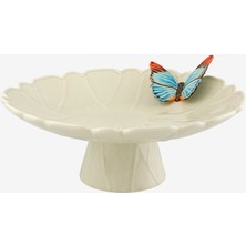 Bordallo Pinheiro Cloudy Butterflies Beyaz Seramik Kek Standı 39 Cm