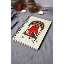 Kedi Desenli Ahşap Kapaklı Defter - Çizgisiz Defter - Günlük - Ajanda-Hediyelik-A5 Anı Defteri