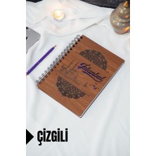 Istanbul Temalı Ahşap Kapaklı Defter - Çizgili Defter - Ajanda - Okul Defteri (A5 - 120 Sayfa)