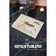 Istanbul Yazılı Ahşap Süresiz Plan Defteri - Tarihsiz Ajanda - Haftalık Planlayıcı - A5