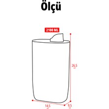 Silikon Kapaklı Ölçekli Toz Sıvı Tablet Deterjan Saklama Kabı Kutusu 2100 ml 2 Adet
