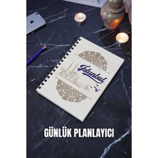 Istanbul Tasarım Ahşap Kapak Günlük Planlayıcı - Süresiz Planlama Defteri - Tarihsiz Ajanda - A5
