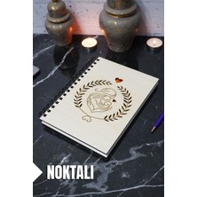 Anne Bebek Temalı Ahşap Kapaklı Defter - Noktalı Defter - Ajanda -  (A5 - 120 Sayfa)