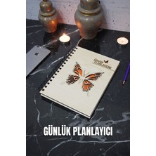 Kelebek Tasarım Ahşap Plan Defteri - Tarihsiz Ajanda - Günlük Planlayıcı (Planlama Defteri) A5