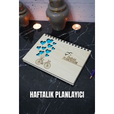 Balonlu Bisiklet Ahşap Plan Defteri - Tarihsiz Ajanda - Haftalık Planlayıcı (Süresiz Planlayıcı) A5