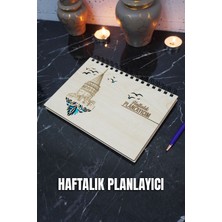 Galata Kulesi Ahşap Plan Defteri - Tarihsiz Planlama Defteri - Ajanda - Haftalık Planlayıcı - A5