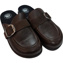 Tabanı Çıkabilir Tokalı  Ortopedik Erkek Terlik Hakiki Deri