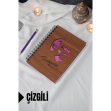 Kemal Atatürk Temalı Ahşap Kapaklı Defter - Çizgili Defter - Ajanda - Okul Defteri (A5 - 120 Sayfa)