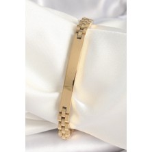 316L Çelik Gold Renk Zincir Künye Model Erkek Bileklik - Lisinya