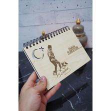 Mustafa Kemal Atatürk Ahşap Süresiz Plan Defteri - Tarihsiz Ajanda - Haftalık Planlayıcı - A5