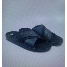 Tabanı Çıkabilir Çapraz Bantlı Atkılı Ortopedik Erkek Terlik Hakiki Deri