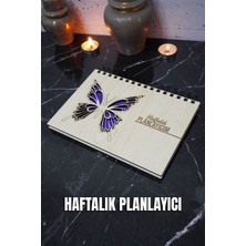 Kelebek Ahşap Plan Defteri - Tarihsiz Ajanda - Haftalık Planlayıcı - A5 - Tarihsiz Planlama Defteri
