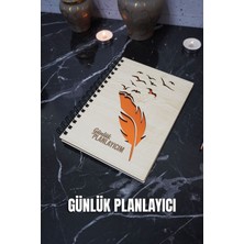 Tüy Kalem Ahşap Plan Defteri - Süresiz Ajanda - Günlük Planlayıcı (Tarihsiz Planlama Defteri) A5