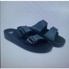 Tabanı Çıkabilir Çift Tokalı Ortopedik Erkek Terlik Hakiki Deri