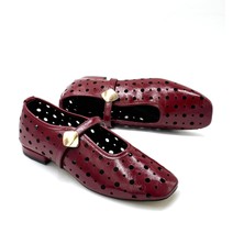 Kindep Tune Delik Desenli Atkılı Kadın Küt Burun Babet Babet Bordo