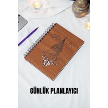 Galata Kulesi Ahşap Kapaklı Plan Defteri - Günlük Planlayıcı (Ceviz) Süresiz Planlayıcı Ajanda