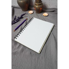 Çiçek Desenli Ahşap Kapaklı Defter - Noktalı Defter - Ajanda - Okul Defteri (A5 - 120 Sayfa)