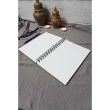 Çiçek Desenli Ahşap Kapaklı Defter - Noktalı Defter - Ajanda - Okul Defteri (A5 - 120 Sayfa)