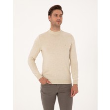 Pierre Cardin Erkek Krem Melanj Slim Fit Basic Kazak 50314188-VR159