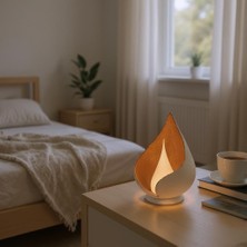 Luinon Mira El Yapımı Modern Minimal Abajur, Reçine Gövde & Heykelsi Tasarım, Opal ve Beyaz Difüzörlü