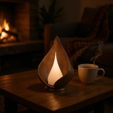 Luinon Mira El Yapımı Modern Minimal Abajur, Reçine Gövde & Heykelsi Tasarım, Opal ve Beyaz Difüzörlü