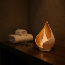 Luinon Mira El Yapımı Modern Minimal Abajur, Reçine Gövde & Heykelsi Tasarım, Opal ve Beyaz Difüzörlü
